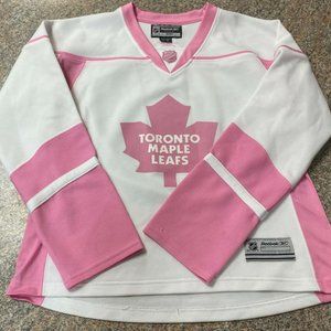 Reebok Toronto Maple Leafs Pink Jersey sz L Junior Girls VGUC